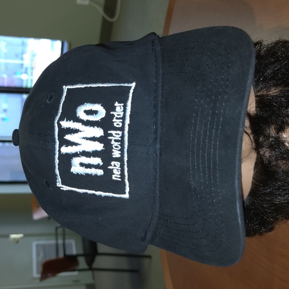nela world order NWO Embroidered Black Strapback Hat Cap - Picture 1 of 8